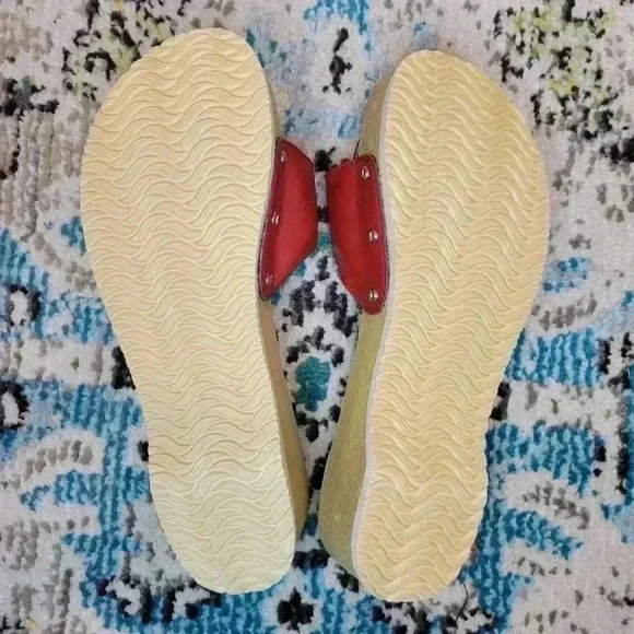 Route 66 Red Single Strappy Slip On Wooden Sandals, Size 9 Chunky Boho - Picture 8 of 9